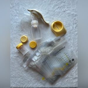Medela Clear Storage Bags and Pump Parts with Yellow Accents